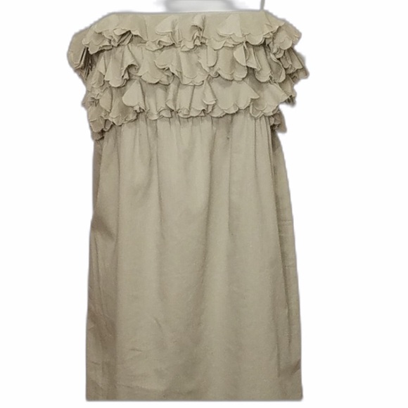 J. Crew Dresses & Skirts - J. Crew Khaki ruffled bust shift dress S